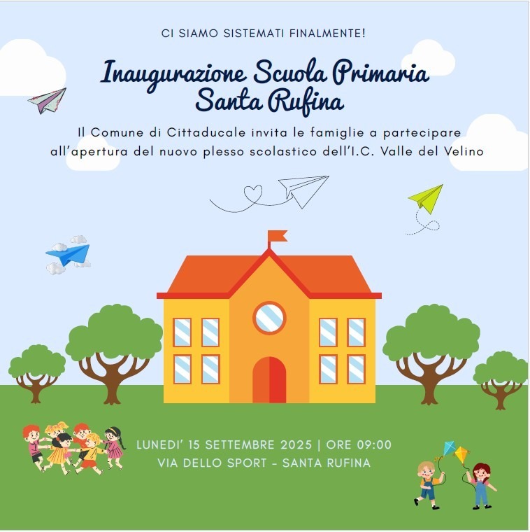 Santa Rufina: il 15 settembre l’inaugurazione della nuova scuola primaria