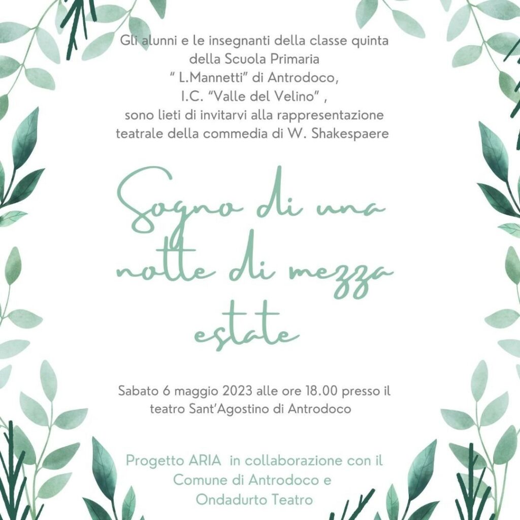 Progetto ARIA: gli alunni di Antrodoco mettono in scena William Shakespeare